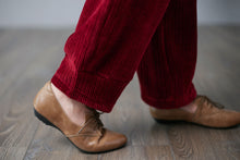 Load image into Gallery viewer, Red High Waisted Corduroy Pants, Wide Leg Pants C250101

