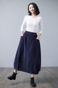 Vintage Inspired Causal Corduroy Skirt Women C2502 XS/L #CK2101053