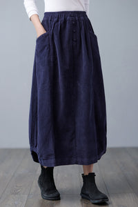 Vintage Inspired Causal Corduroy Skirt Women C250201