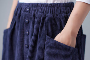 Vintage Inspired Causal Corduroy Skirt Women C250201