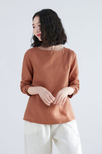 Spring Long Sleeve  linen blouse C2703