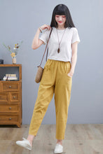 Load image into Gallery viewer, Yellow Casual Linen Cropped Pants  C2257#YY05127
