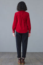 Load image into Gallery viewer, Women&#39;s Burgundy Corduroy Shirt C2628
