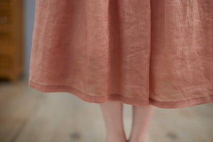 Pink Casual Long Linen Skirt for Women C2263#YY05138