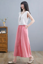 Load image into Gallery viewer, Pink Wide Leg Linen Pants For Women C2264#YY05123
