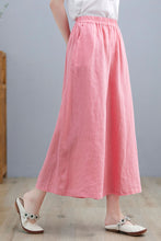 Load image into Gallery viewer, Pink Wide Leg Linen Pants For Women C2264#YY05123
