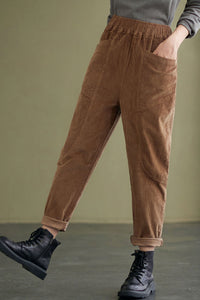 High waist Brown Corduroy Pants C2432