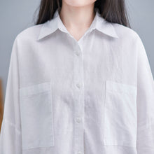 Load image into Gallery viewer, Long Sleeve Linen Shirt Tops in White  C2271#YY05133
