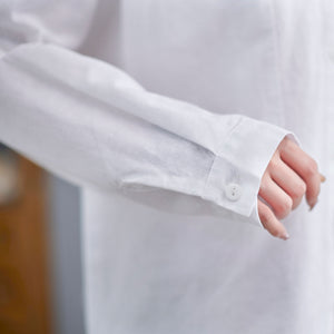 Long Sleeve Linen Shirt Tops in White  C2271#YY05133