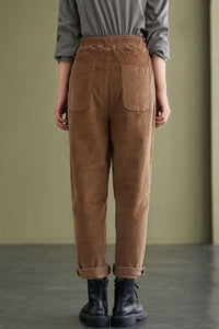 High waist Brown Corduroy Pants C2432