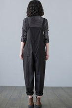 Load image into Gallery viewer, Black Causal Linen Overalls Women C2493
