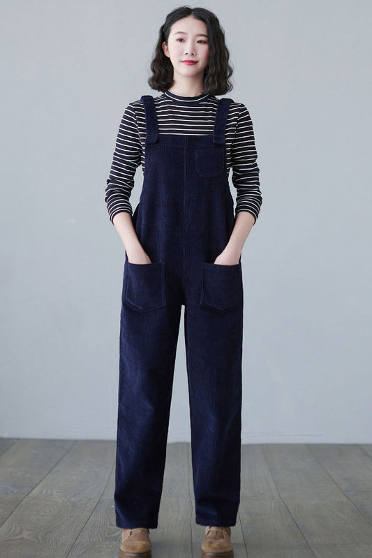 Women Plus Size Corduroy Overalls C2494#