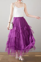 Load image into Gallery viewer, Women Long Purple Tulle Skirt C3183
