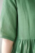 Load image into Gallery viewer, Summer Green Midi Linen Dress C3184
