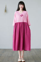 Load image into Gallery viewer, Casual Long Patchwork Linen Dress For Women C2282#YY05126
