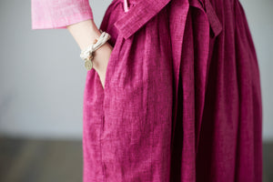 Casual Long Patchwork Linen Dress For Women C2282#YY05126
