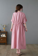 Load image into Gallery viewer, Summer Women Pink Midi Linen Dress C223301
