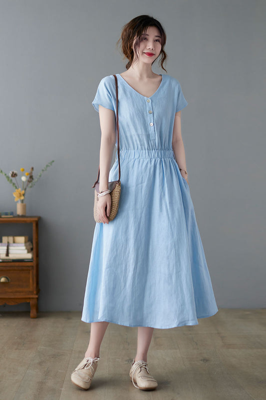 Summer Linen Dress for Woman C2236