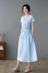 Summer Sustainable 100% Linen Dress for Woman C223601