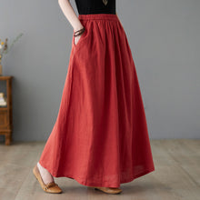 Load image into Gallery viewer, Pleated Elastic Waist Linen Skirt C2242#YY05060

