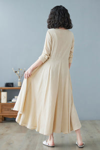 Women Spring Casual Asymmetrical Linen Dress C2728#CK2200222
