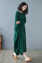 Load image into Gallery viewer, Women Green Plus Size Long Linen maxi Dress C2730#CK2200183
