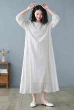 Load image into Gallery viewer, Women Long Sleeve Oversized Linen Loose Maxi Dress C2732#CK2200213
