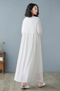 Women Long Sleeve Oversized Linen Loose Maxi Dress C2732#CK2200213