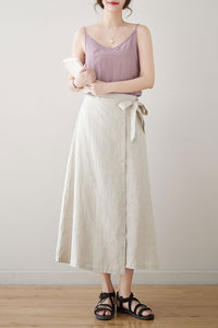 High Waist A-Line Linen Skirt C3180