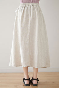 High Waist A-Line Linen Skirt C3180