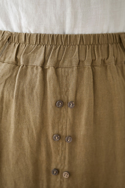 Spring Summer Linen Midi Skirt C3181