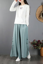 Load image into Gallery viewer, Women Handmade Elastic Waist Large Size Linen Pant C2872
