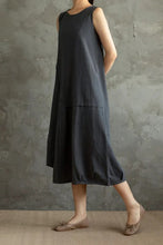 Load image into Gallery viewer, Black Summer Women Sleeveless Midi Dress C2867
