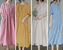 Load image into Gallery viewer, Summer Women Pink Midi Linen Dress C223301

