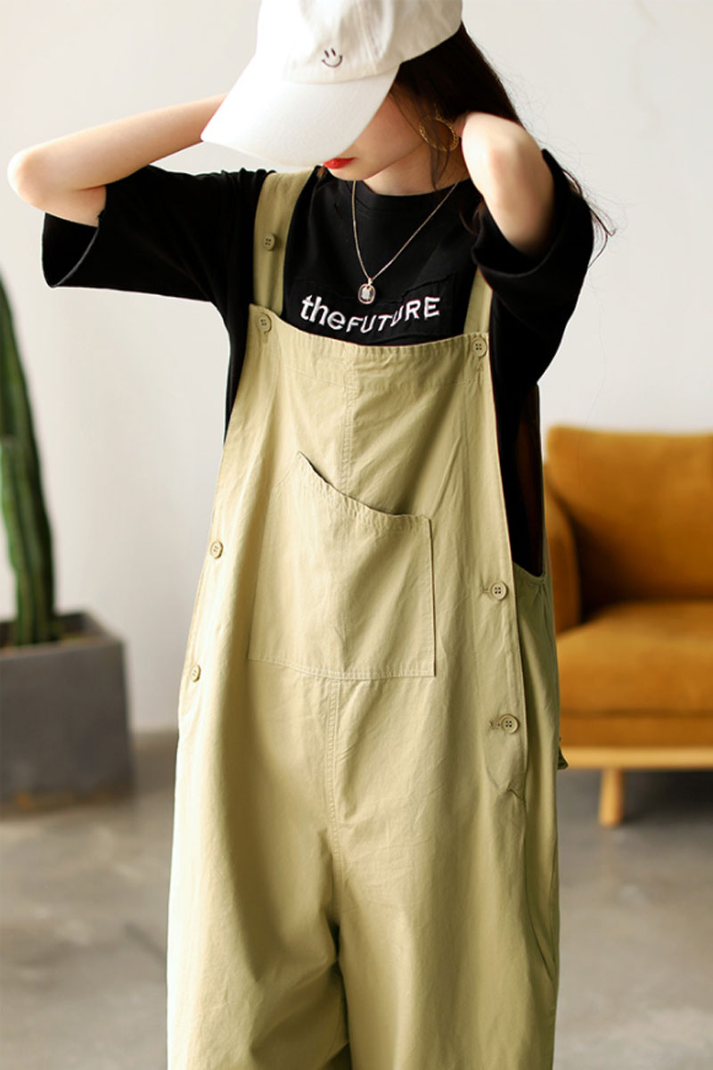 Casual Cotton Jumpsuits in Green C2381