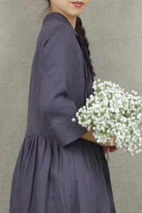 Long linen skirt with loose waist and 9 minute sleeves 190230
