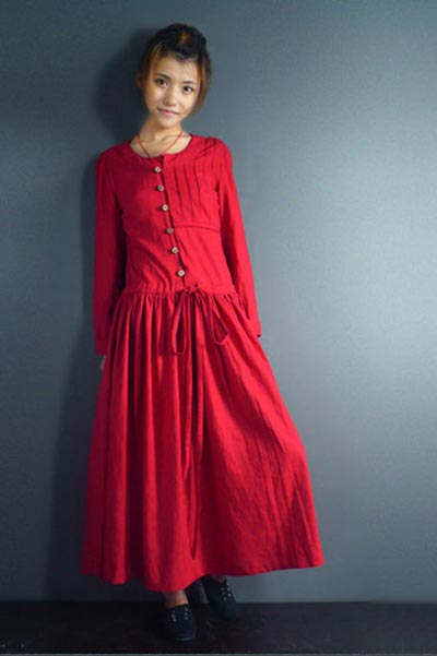 Plain pleated skirt with round neck and middle waist 190231