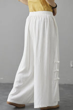 Load image into Gallery viewer, White Elastic Waist Wide Leg Linen Pants C181604
