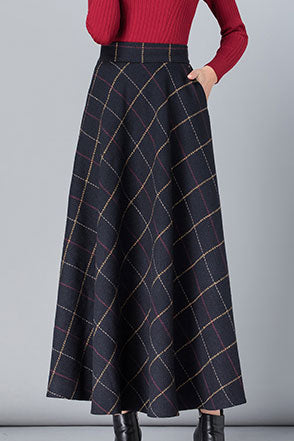 Retro High Waist Swing Wool Skirt  C2513