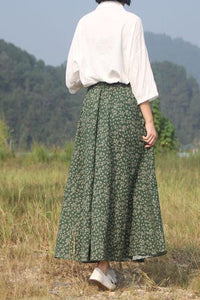 Print vintage high-waisted a-line skirt CYM035-190067