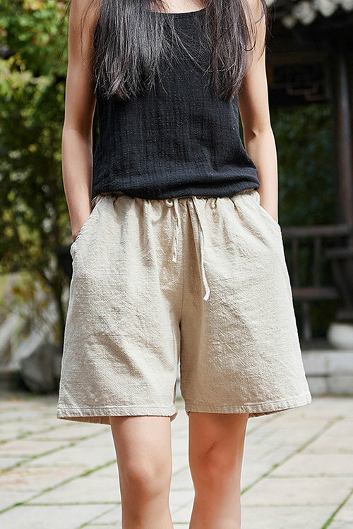 Women Summer Loose Cotton Linen Short Pants C2827