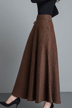 Load image into Gallery viewer, Houndstooth A Line Wool Skirt Women C2471
