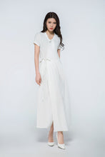 Load image into Gallery viewer, Women&#39;s Short Sleeve White Cotton Loose Dress C1073
