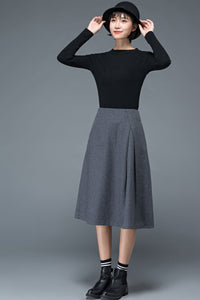 dark gray A Line midi wool skirt c1192 XS #YY03690
