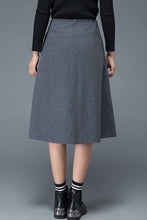 Load image into Gallery viewer, dark gray A Line midi wool skirt c1192 XS #YY03690
