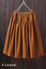 Load image into Gallery viewer, Red Pleated Midi Corduroy Skirt C2505
