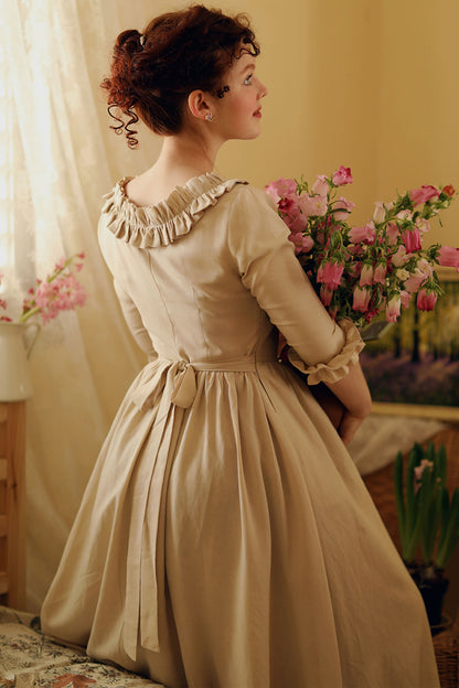 Spring and Summer Cottagecore Linen maxi Dress C2834