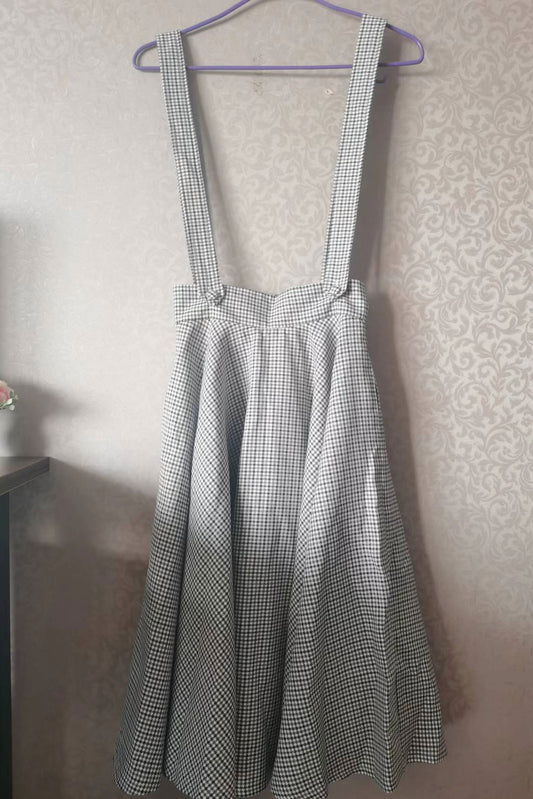 Check Linen Apron Dress C2920#CK