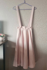 Pink Check Linen Apron Dress C2921#CK