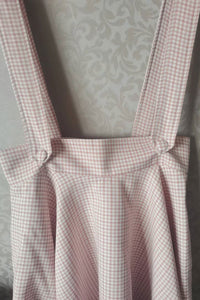 Pink Check Linen Apron Dress C2921#CK